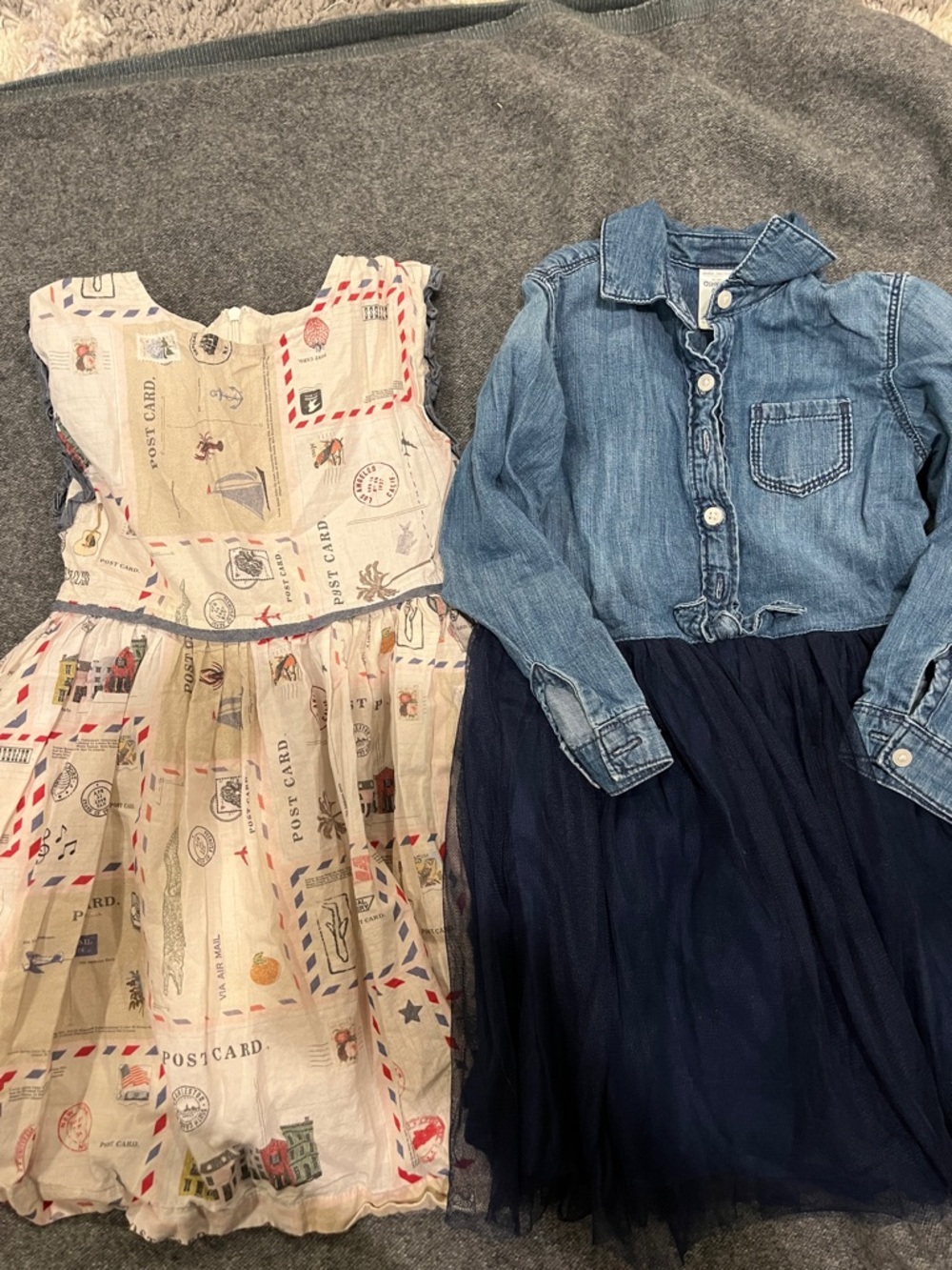 Girls size 4 Pink Chicken postal print Dress and Oshkosh Denim dress